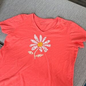 Coral Pink Short Sleeve Life is Good Graphic Tee XL